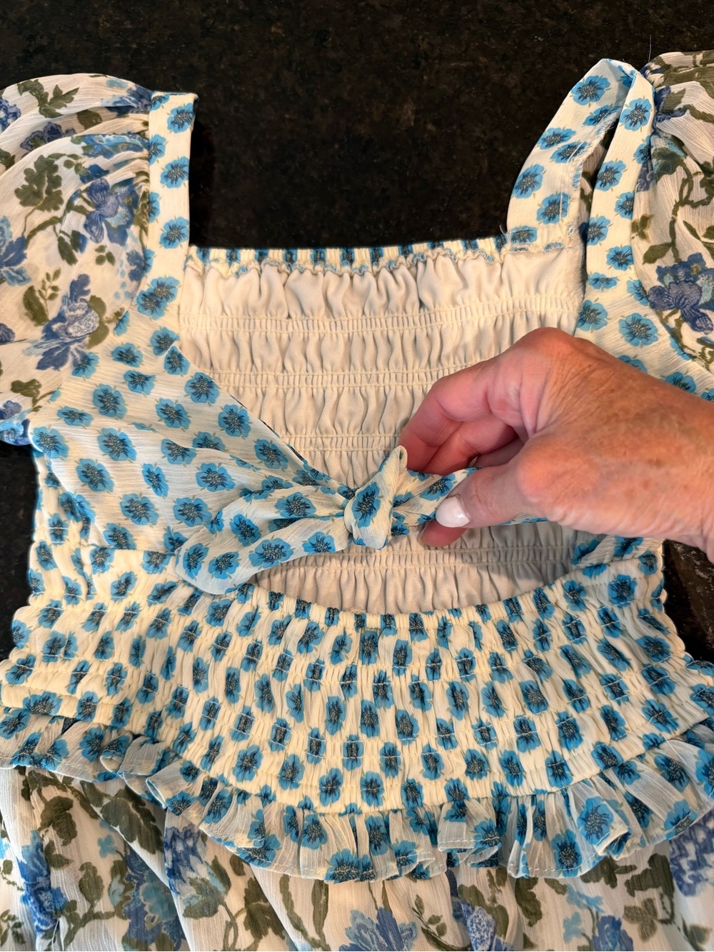 Taylor Tie-Back Maxi Dress in Mixed Blue Floral Prints Size 2 - Picture 10 of 15
